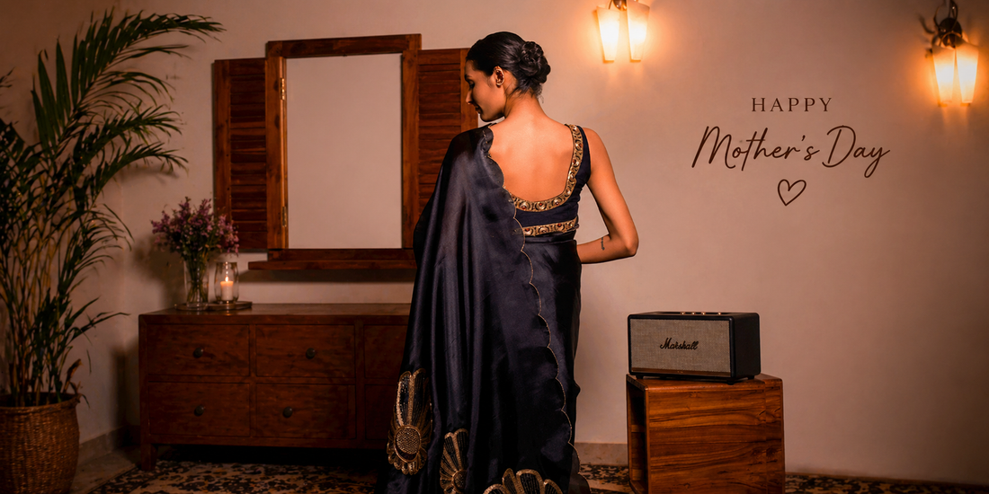 Elegant mothers day outfit evening saree styling