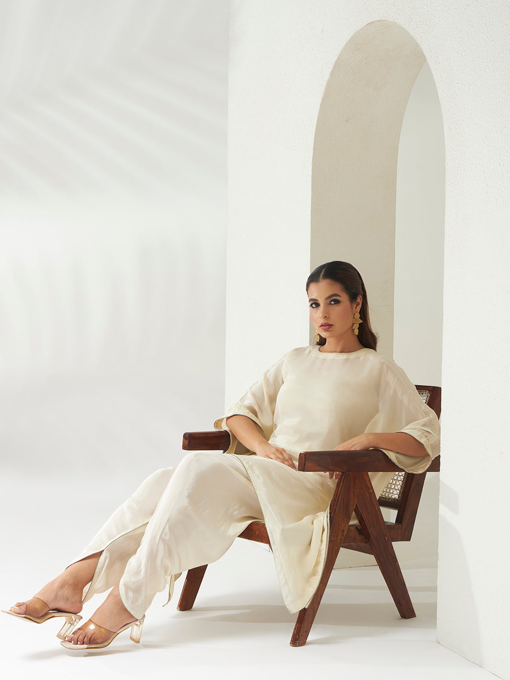 Ivory Sage Kaftan Set