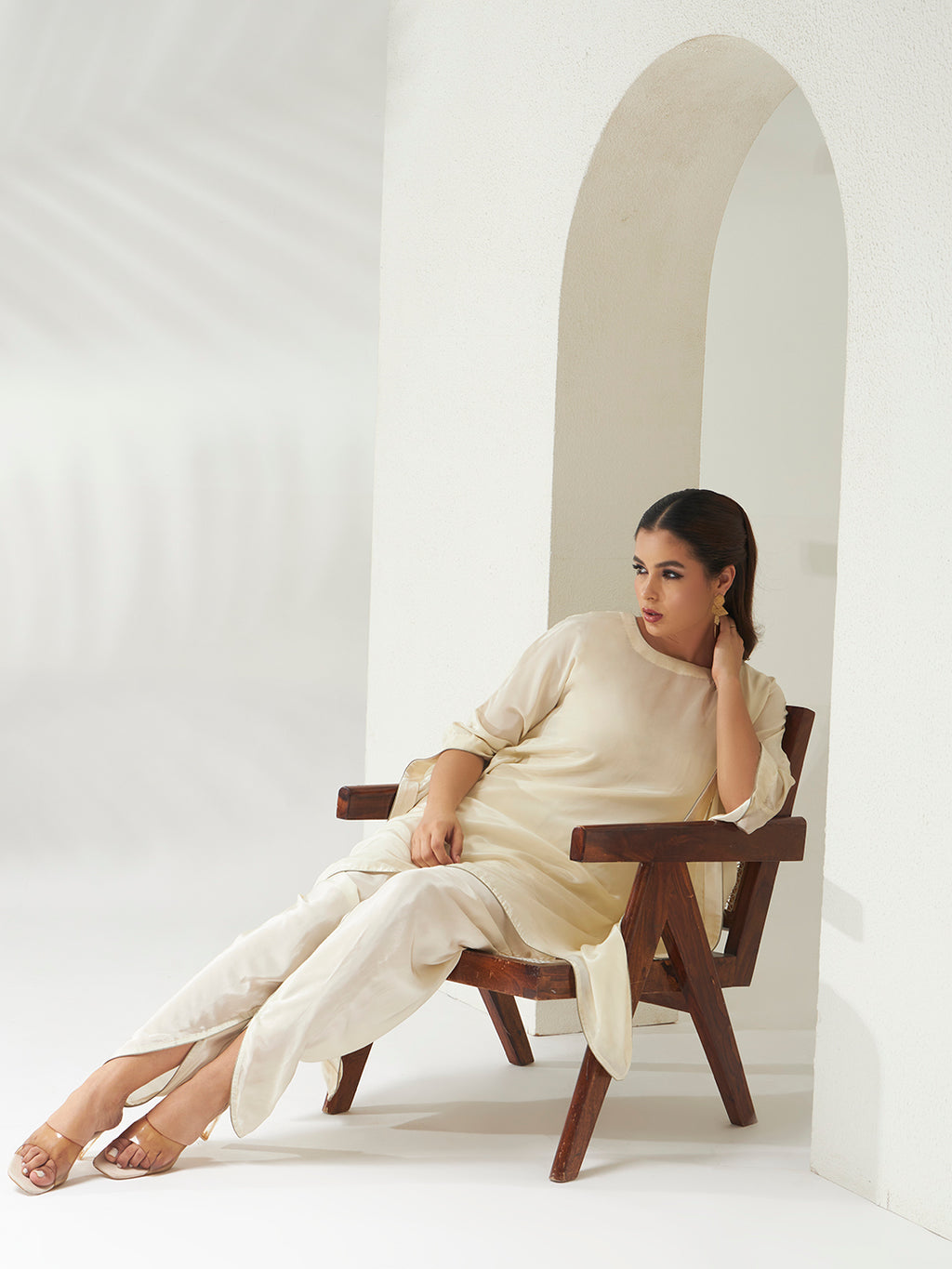 Ivory Sage Kaftan Set
