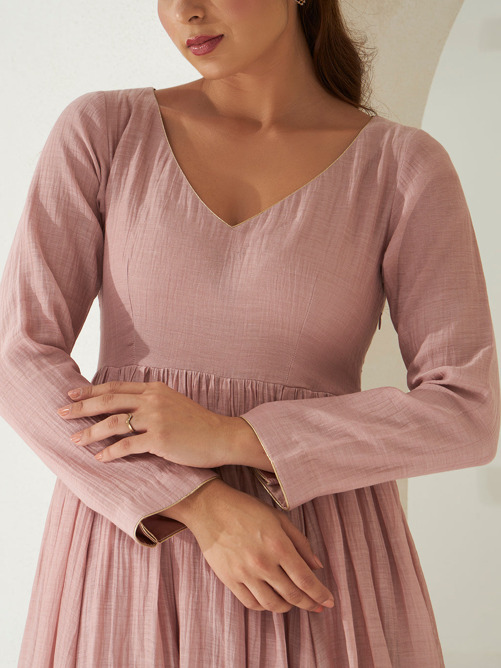 Dust Rose Anarkali Set