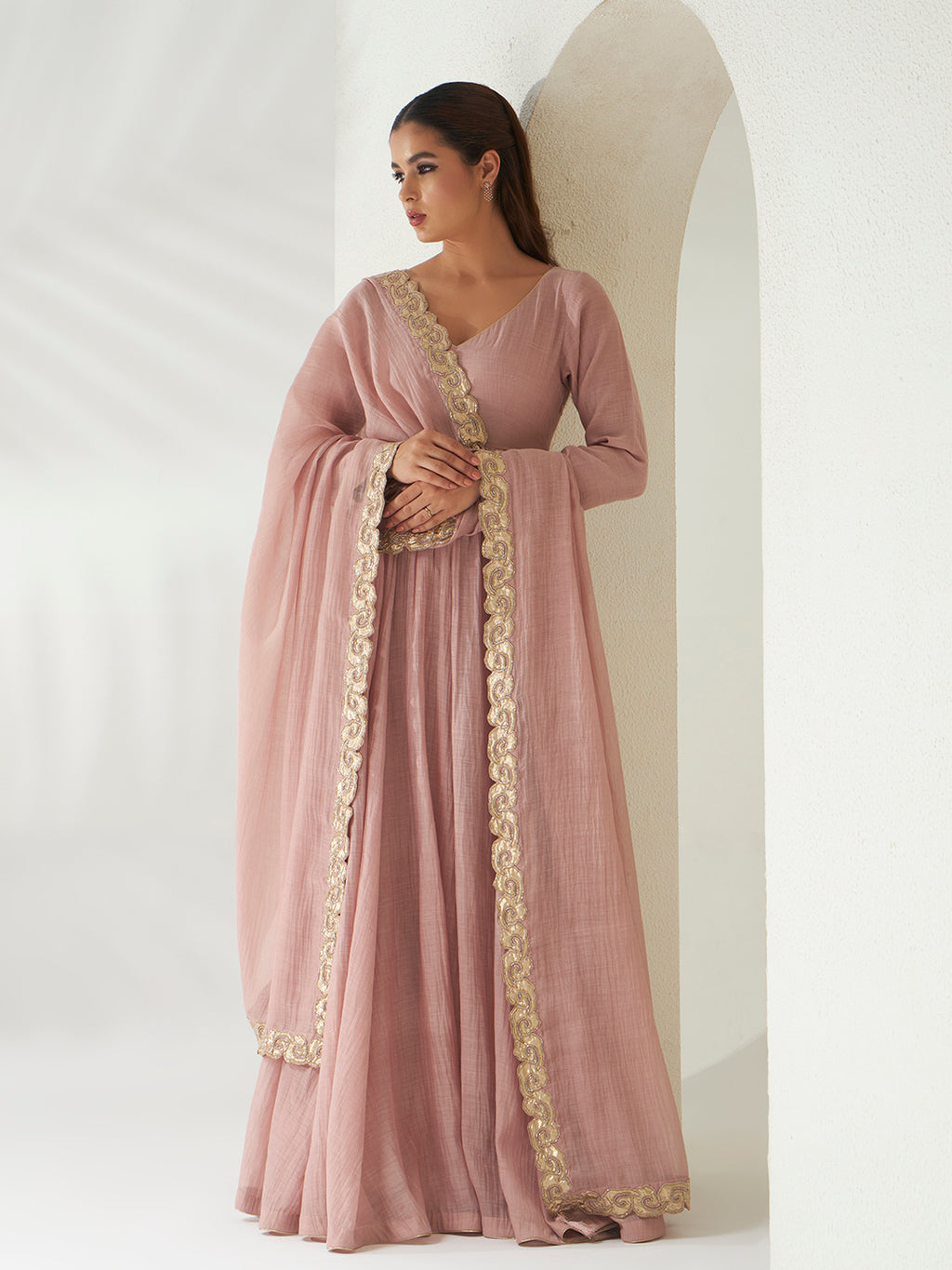 Dust Rose Anarkali Set
