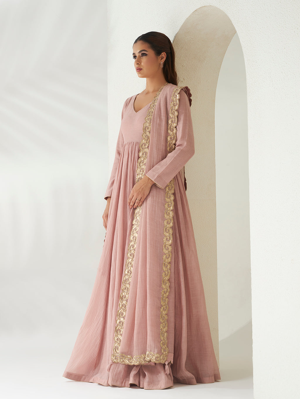 Dust Rose Anarkali Set