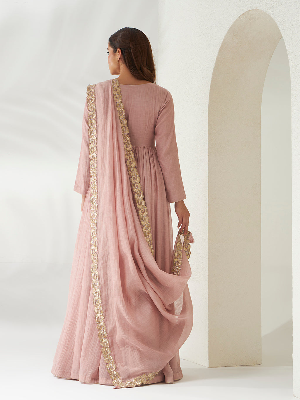 Dust Rose Anarkali Set