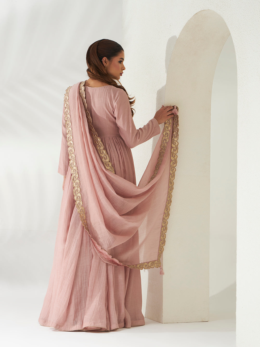 Dust Rose Anarkali Set