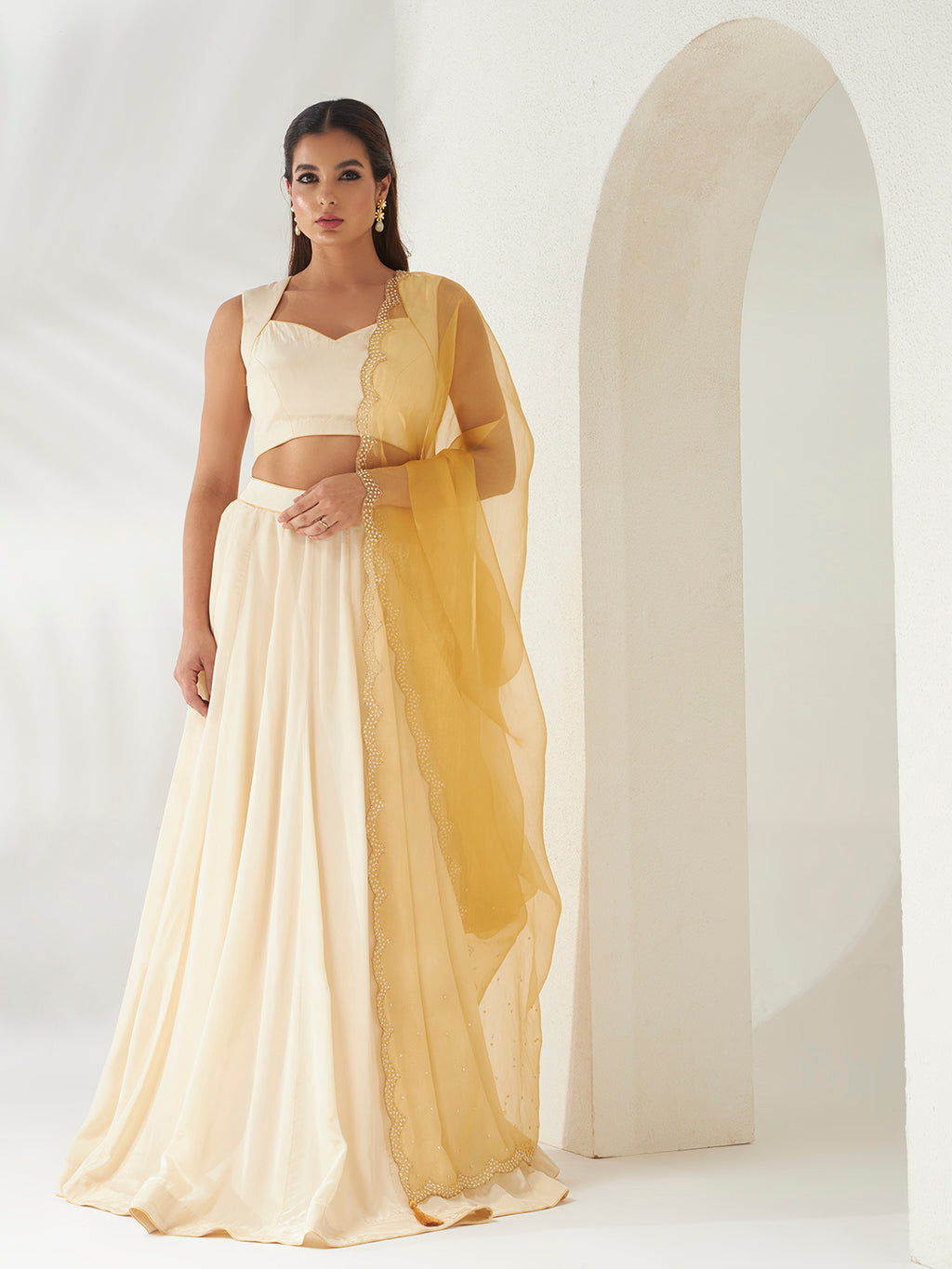 Kesar and Cream Lehenga Set