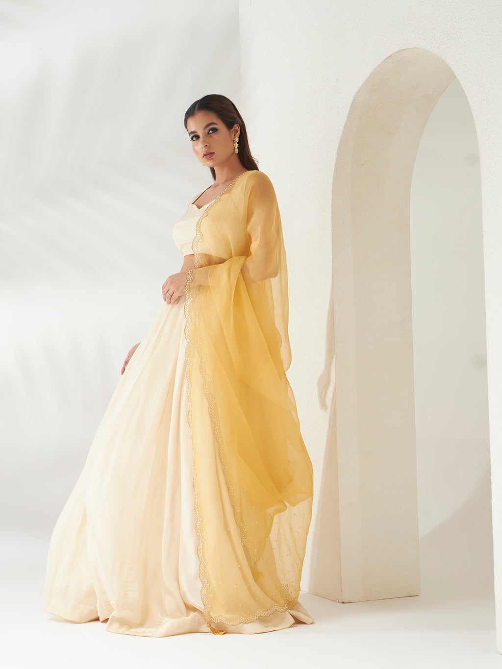 Kesar and Cream Lehenga Set