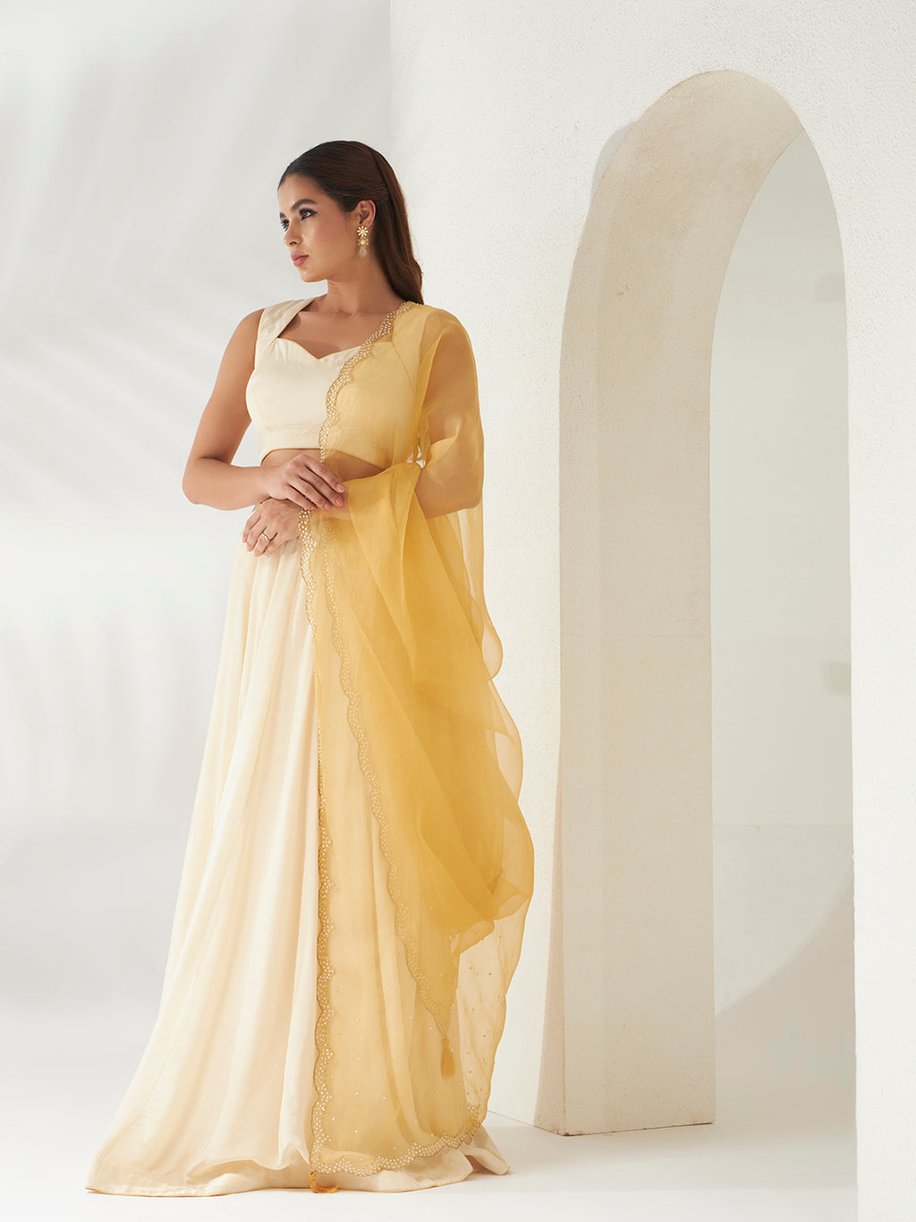 Kesar and Cream Lehenga Set