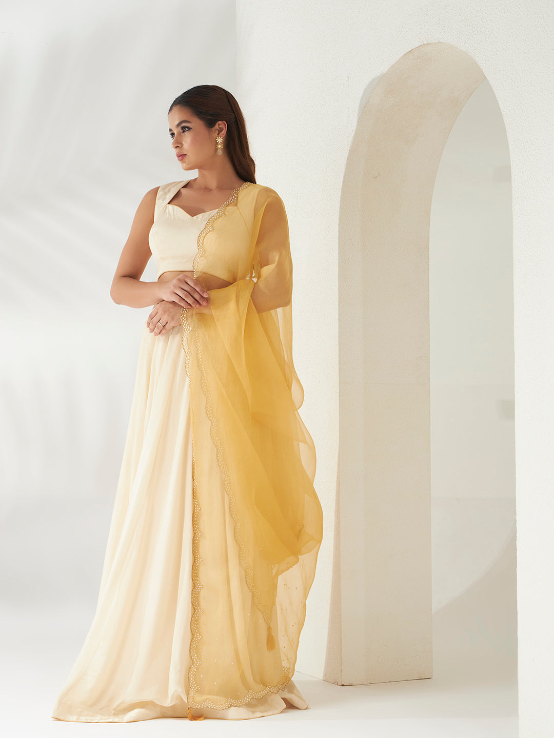 Kesar and Cream Lehanga Set
