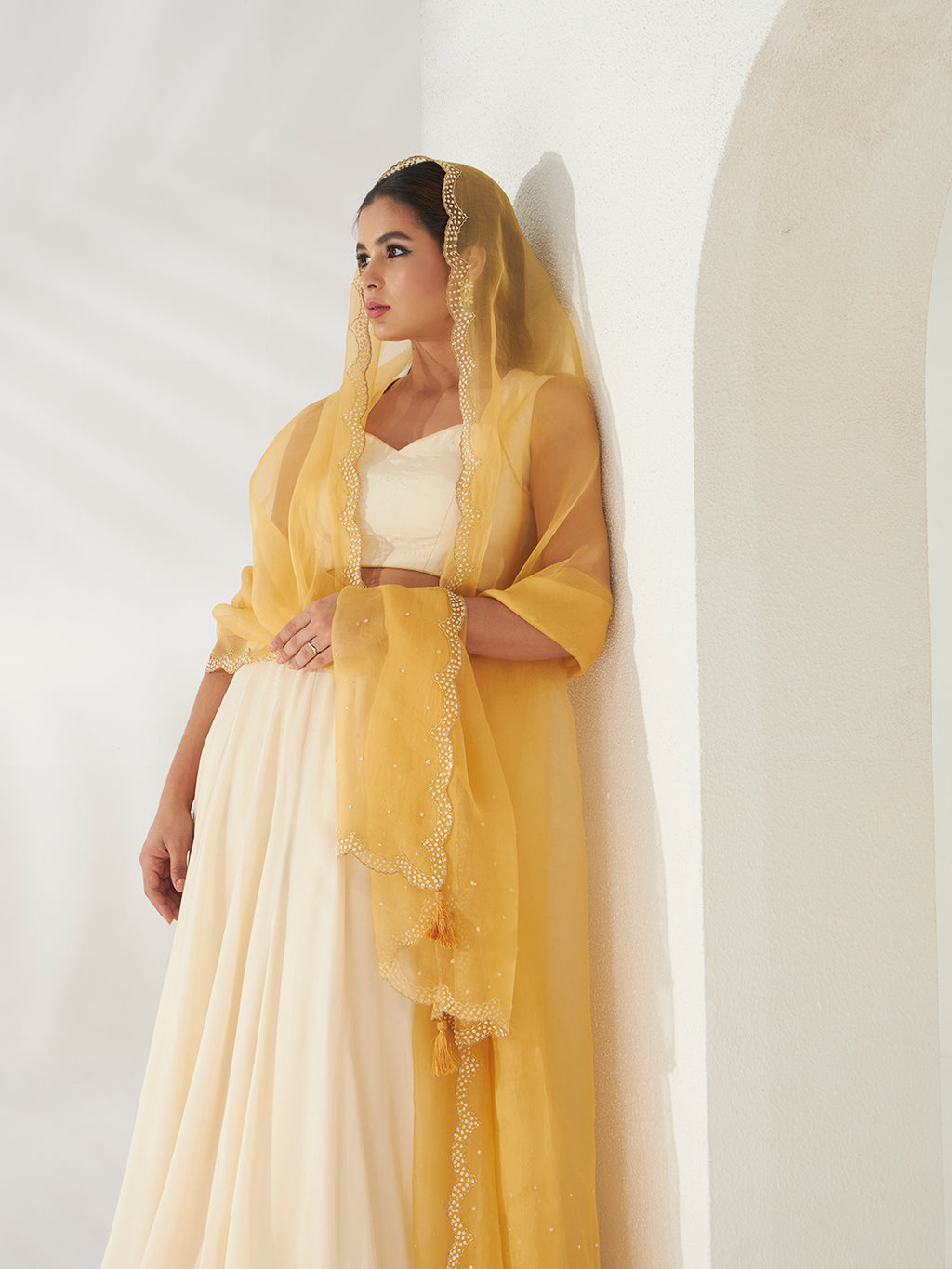 Kesar and Cream Lehenga Set
