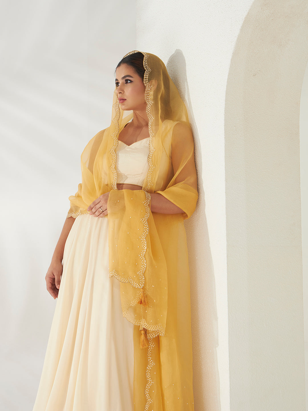 Kesar and Cream Lehanga Set