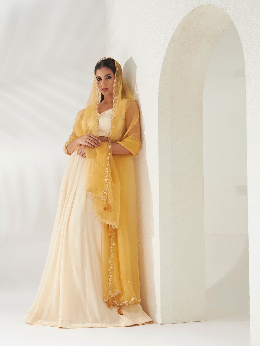 Kesar and Cream Lehenga Set