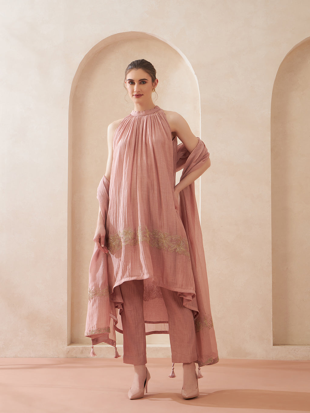 Dust Rose Hi-Low Suit Set