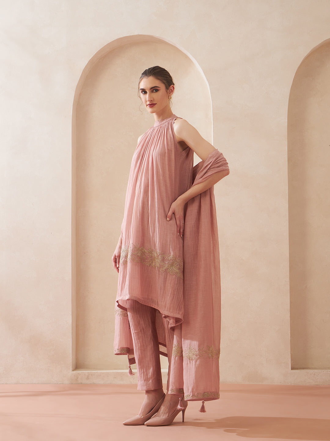 Dust Rose Hi-Low Suit Set