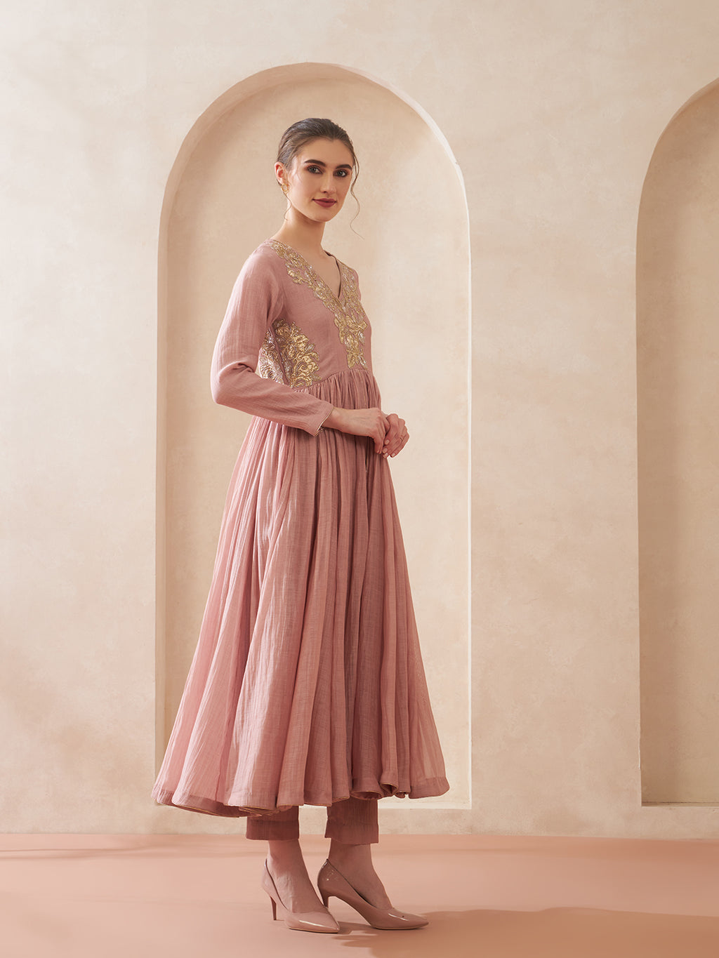 Dust Rose Anarkali Suit Set