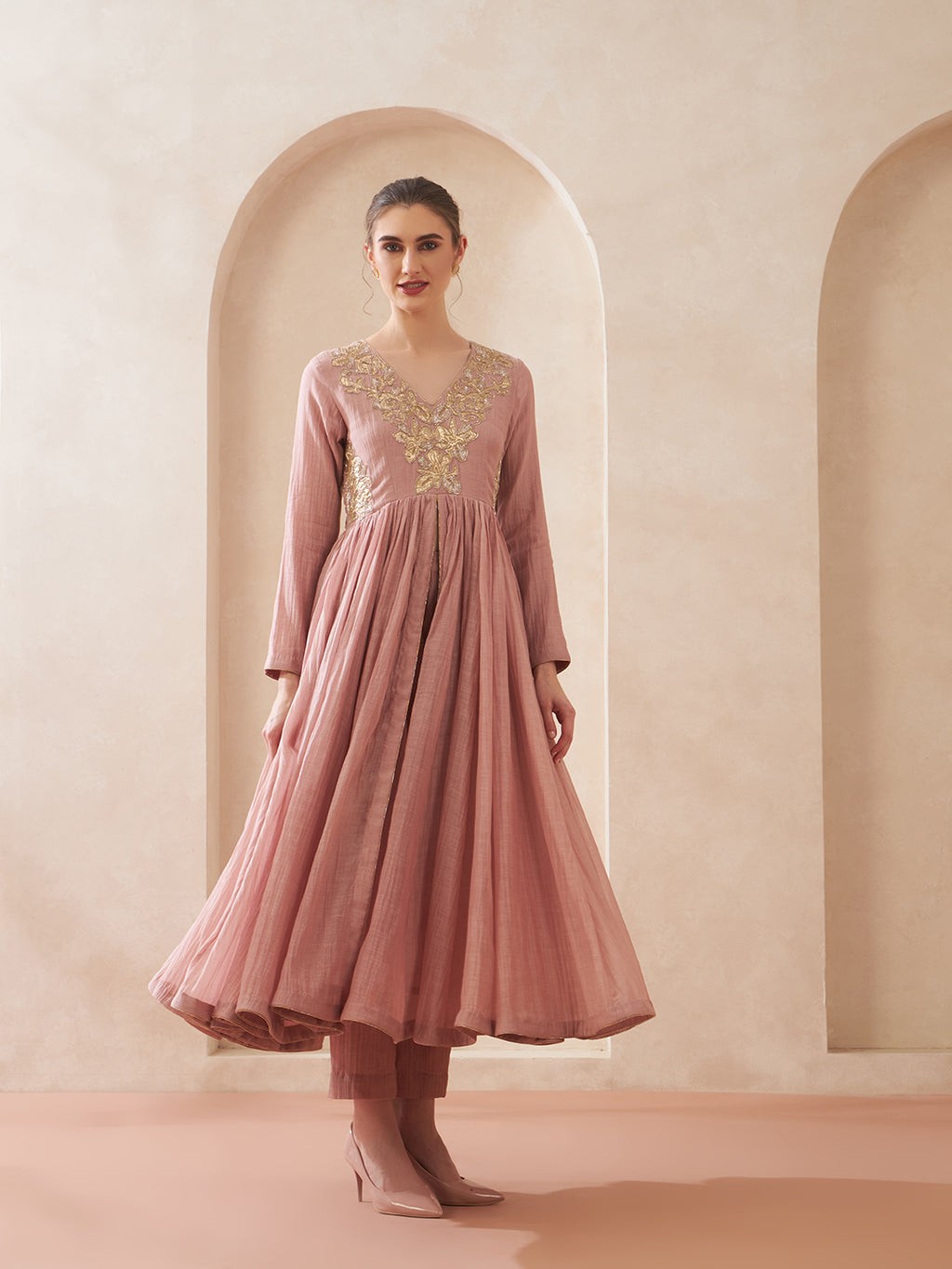 Dust Rose Anarkali Suit Set