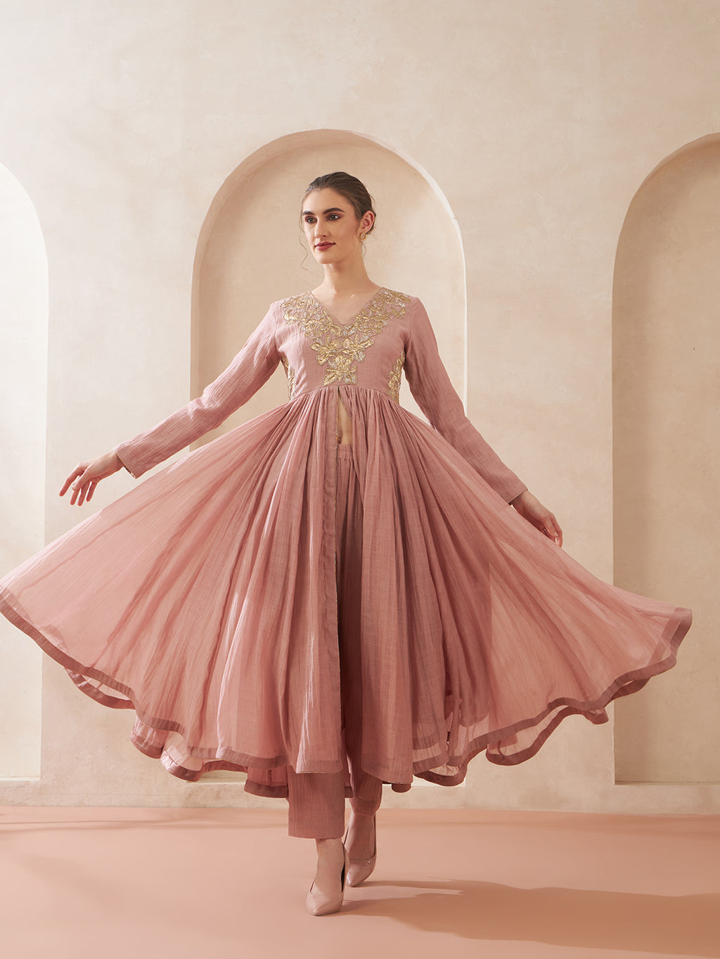 Dust Rose Anarkali Suit Set