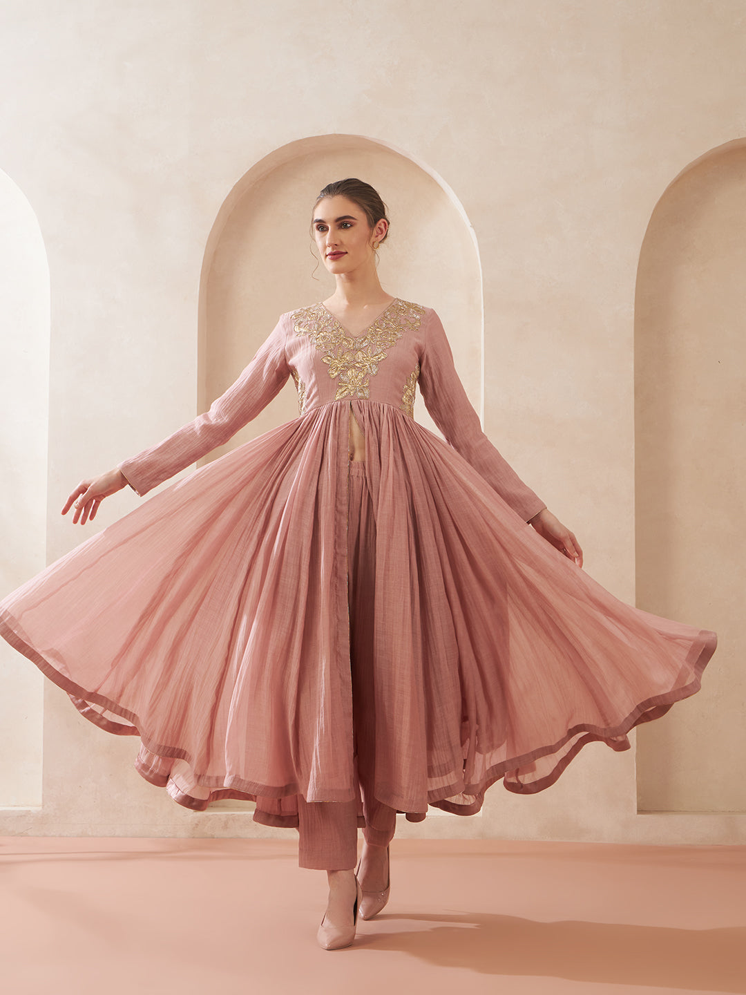 Dust Rose Anarkali Suit Set