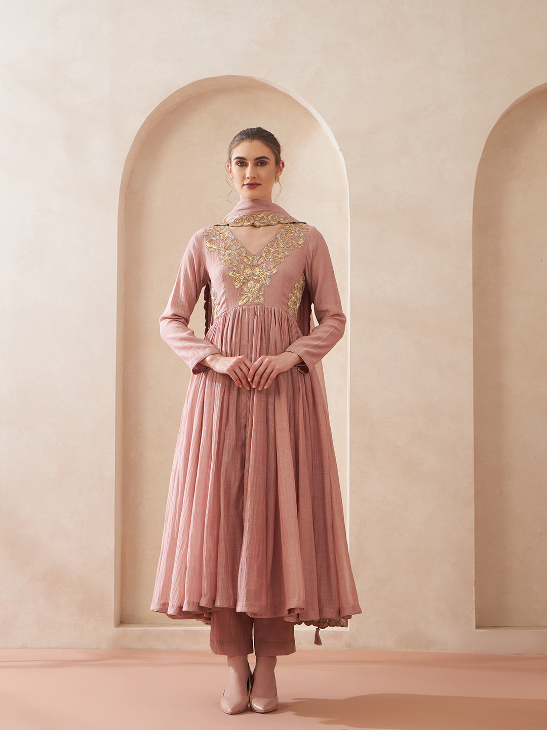 Dust Rose Anarkali Suit Set