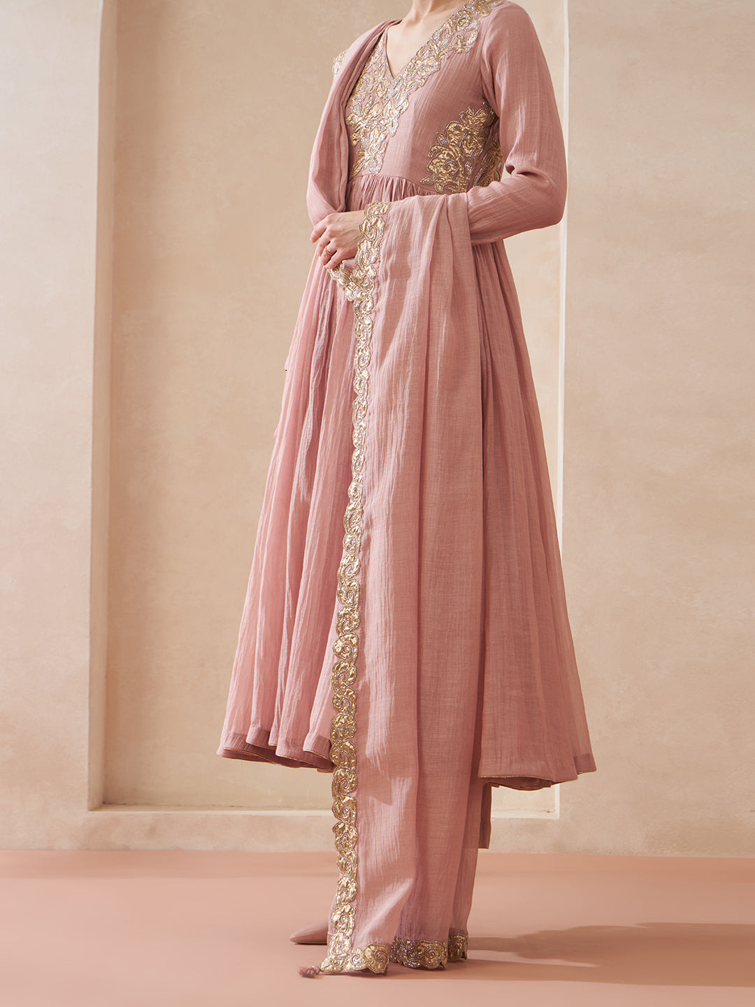 Dust Rose Anarkali Suit Set