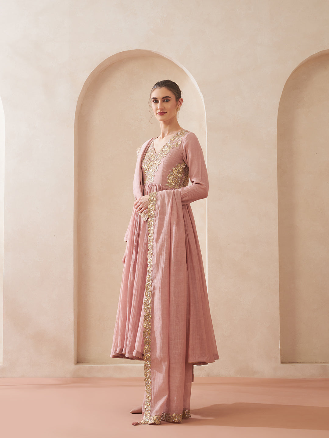 Dust Rose Anarkali Suit Set
