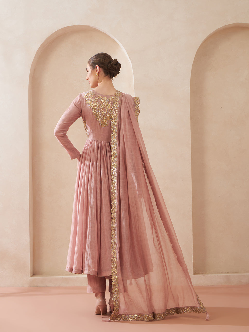 Dust Rose Anarkali Suit Set