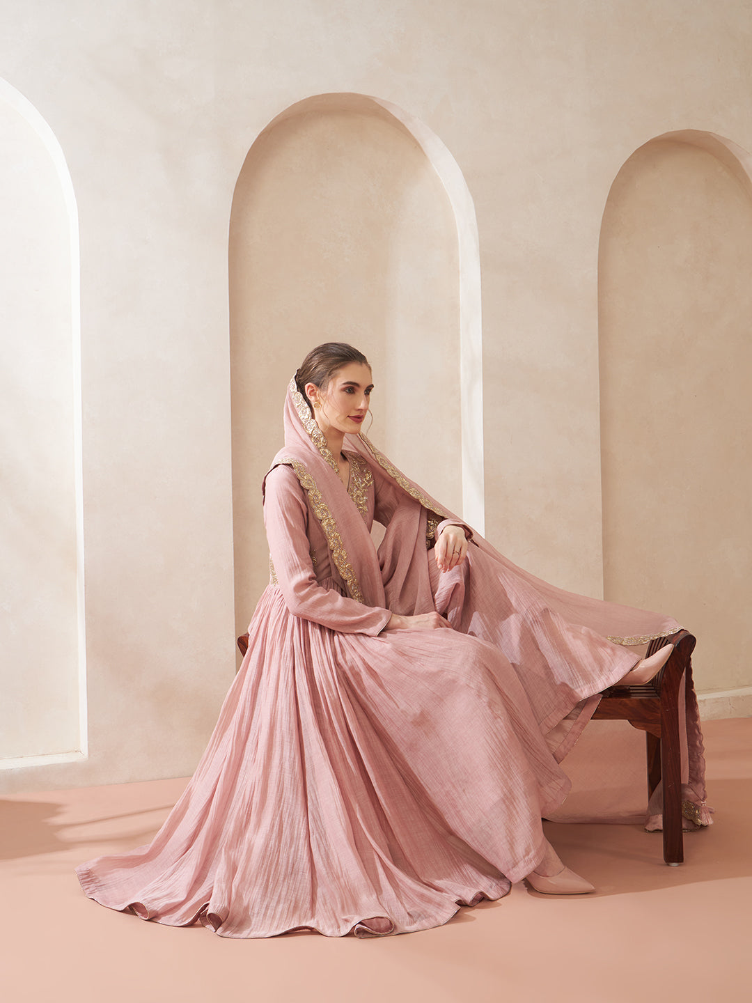 Dust Rose Anarkali Suit Set