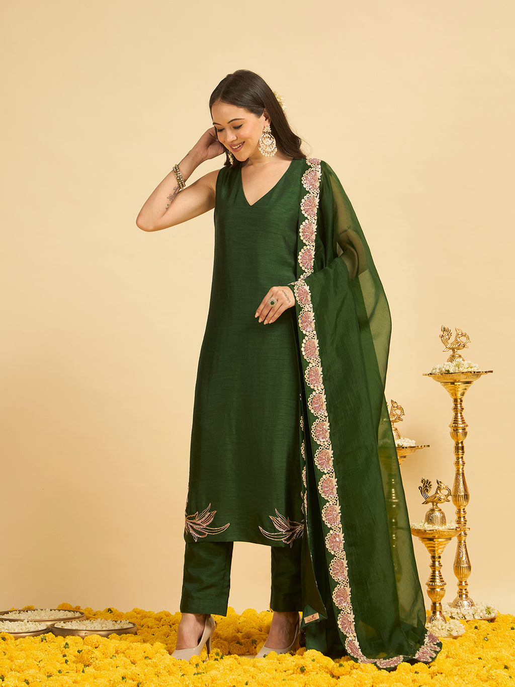 Naqsh Green Kurta Set