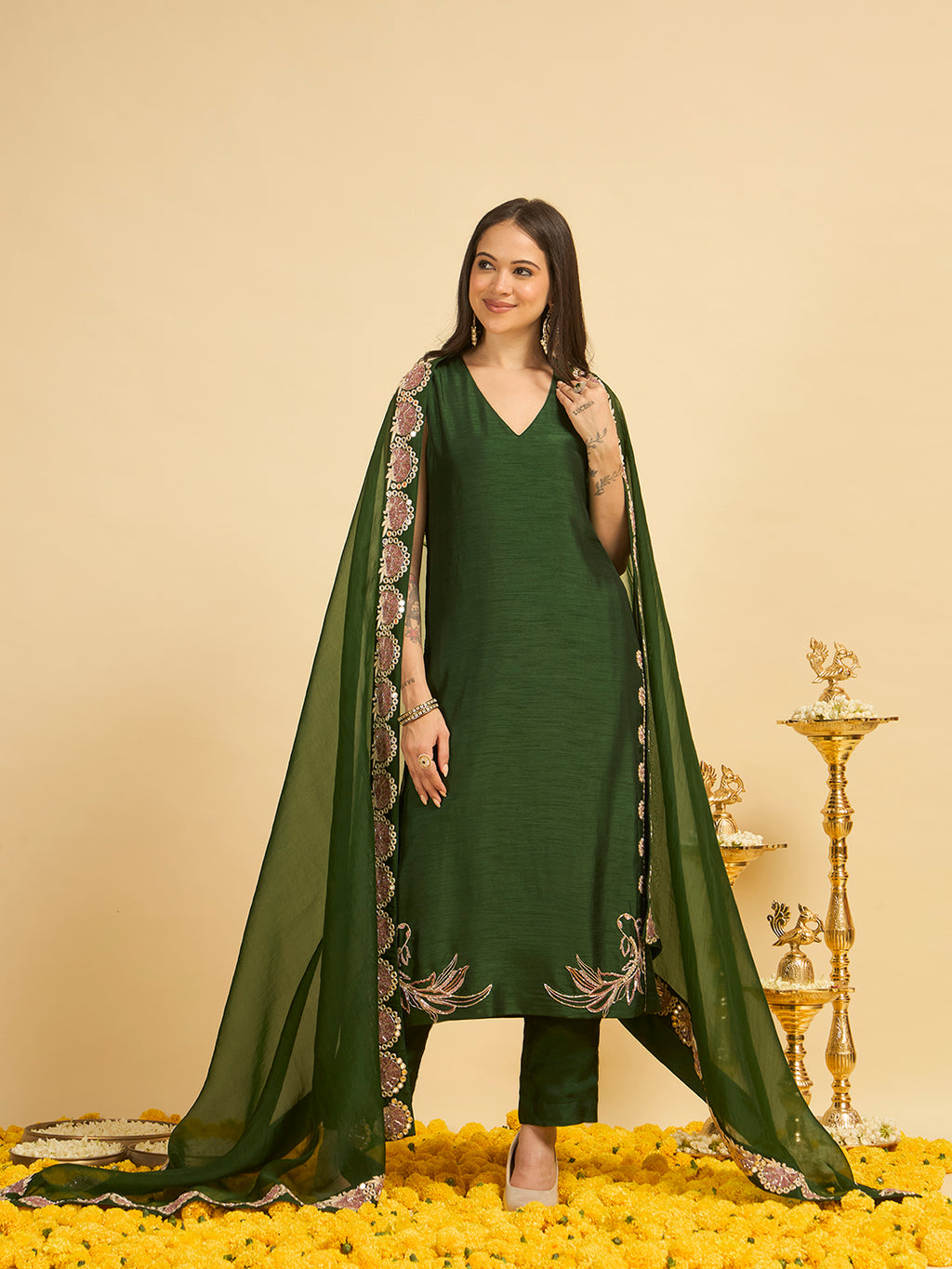 Naqsh Green Kurta Set