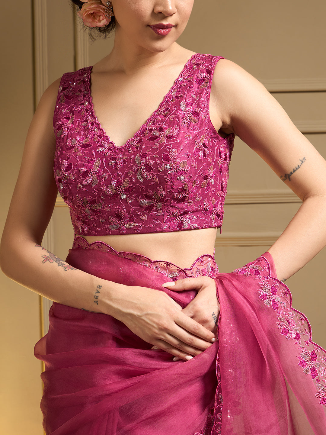 Gulbadan Organza Saree