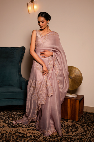Beige Glass Tissue Saree