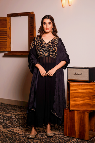 Black Georgette Kurta Set