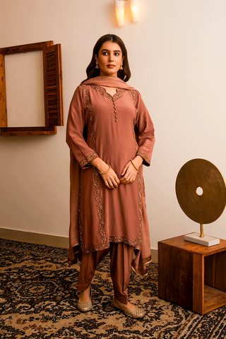 Brown crepe kurta set