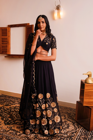Black Silk Lehenga Set