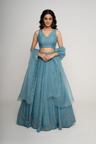 Hazy Blue Lahenga