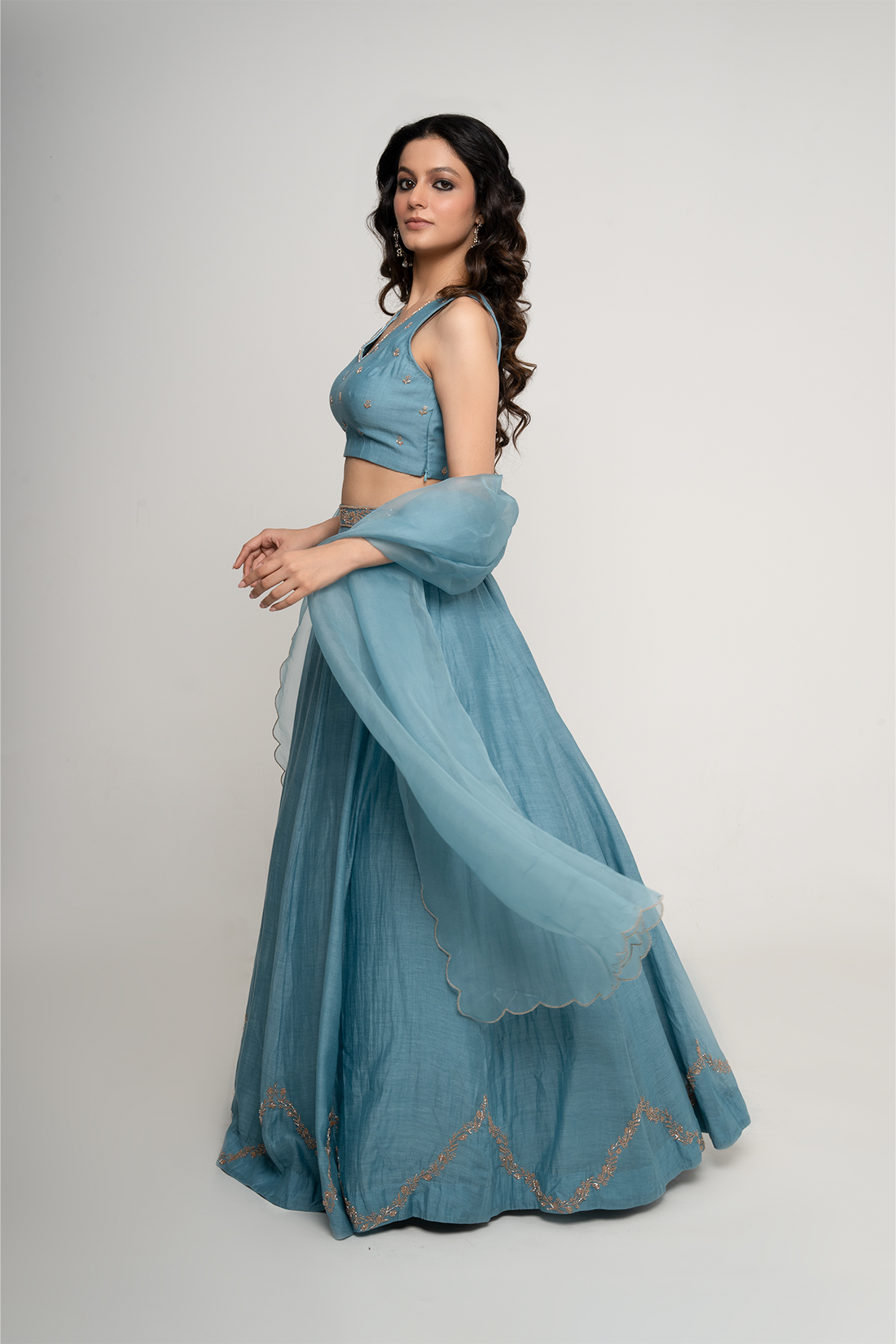 Hazy Blue Lahenga