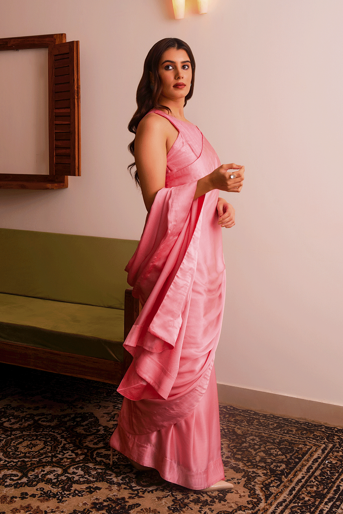 Blush Satin Saree