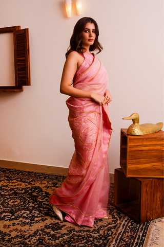 Pink Organza Saree