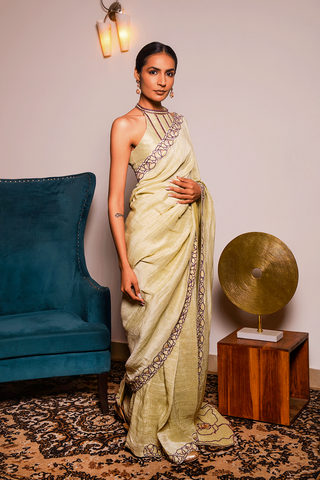 Green Raw Silk Blouse