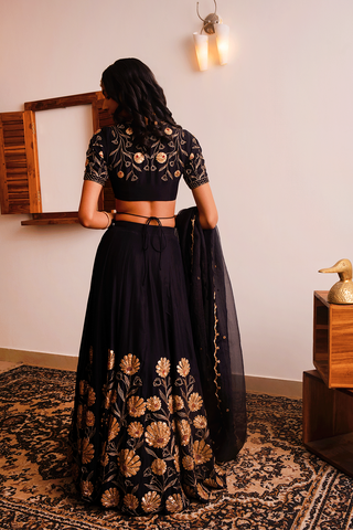 Black Silk Lehenga Set
