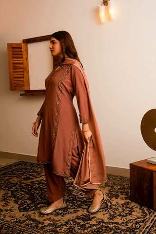 Brown crepe kurta set