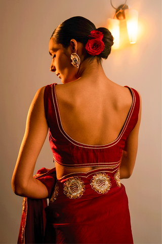 Red Raw Silk Blouse