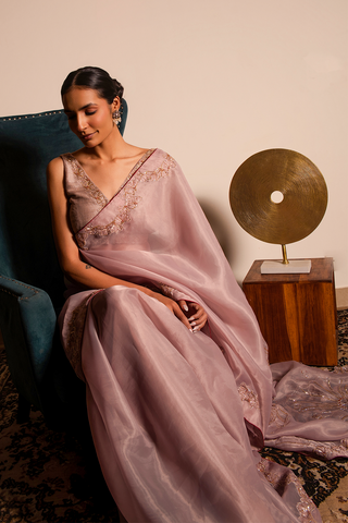 Beige Glass Tissue Saree