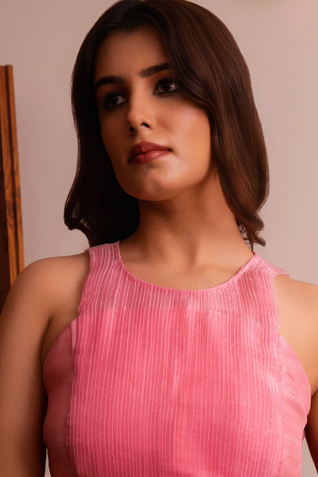 Blush Satin Saree