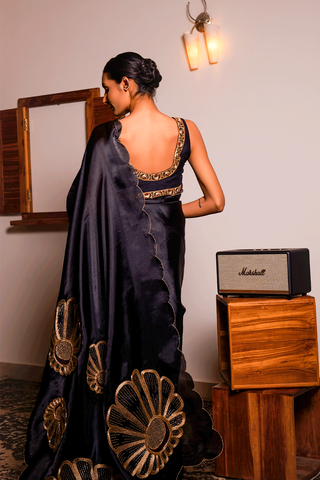 Black Glass Tissue Saree