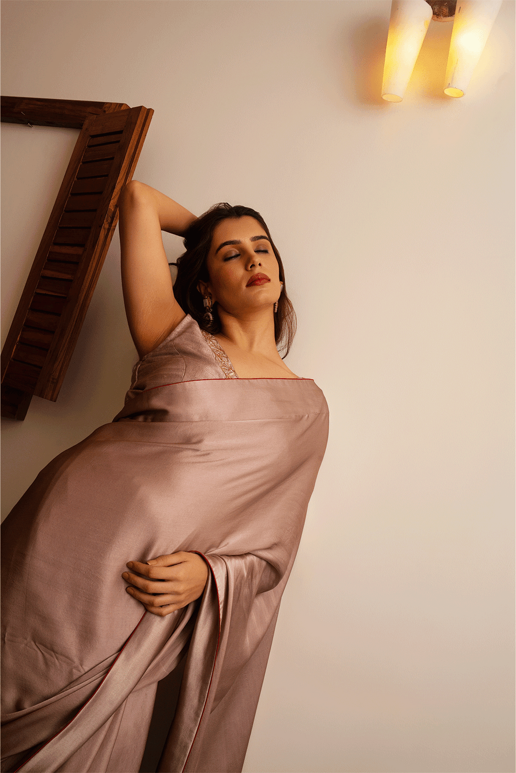 Taupe Satin Saree