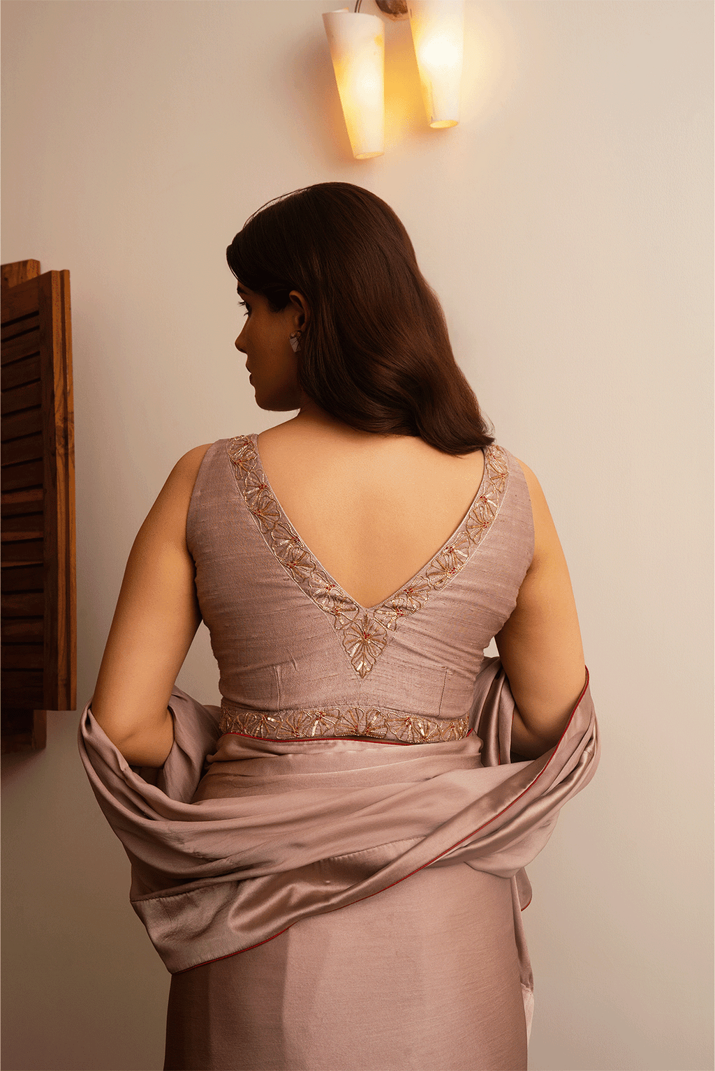 Taupe Satin Saree