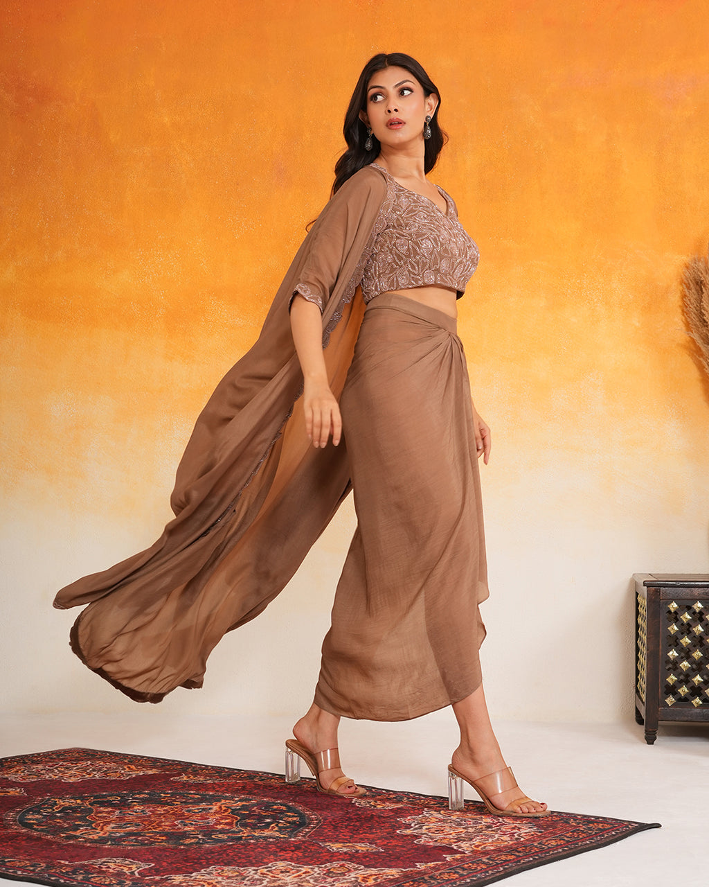 Bronze Bloom Dhoti Set