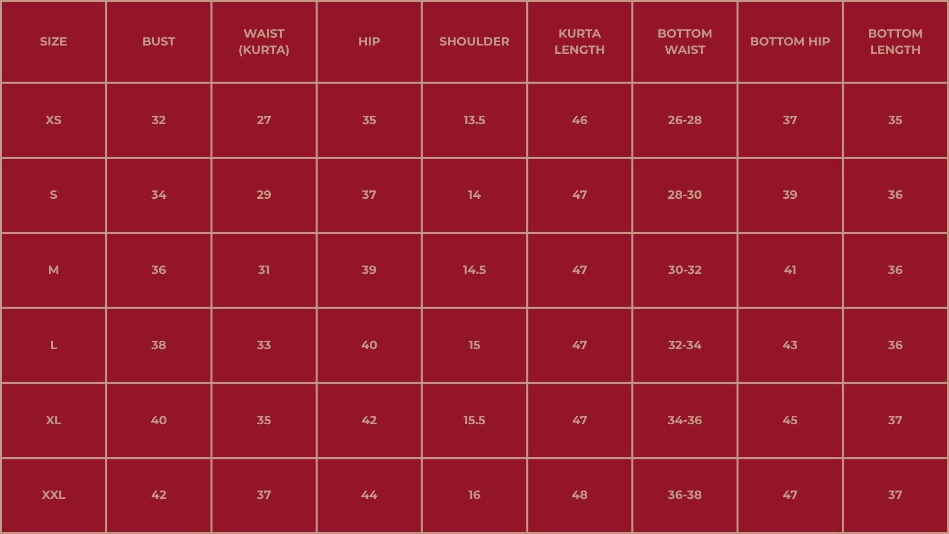 Size Chart